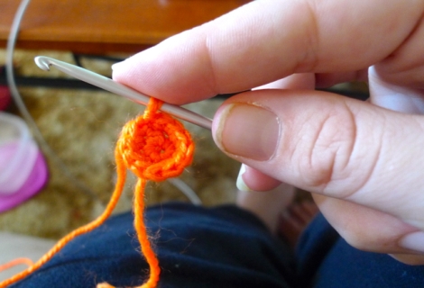 Crochet of a Subversive Reader:Holding Hook and Yarn